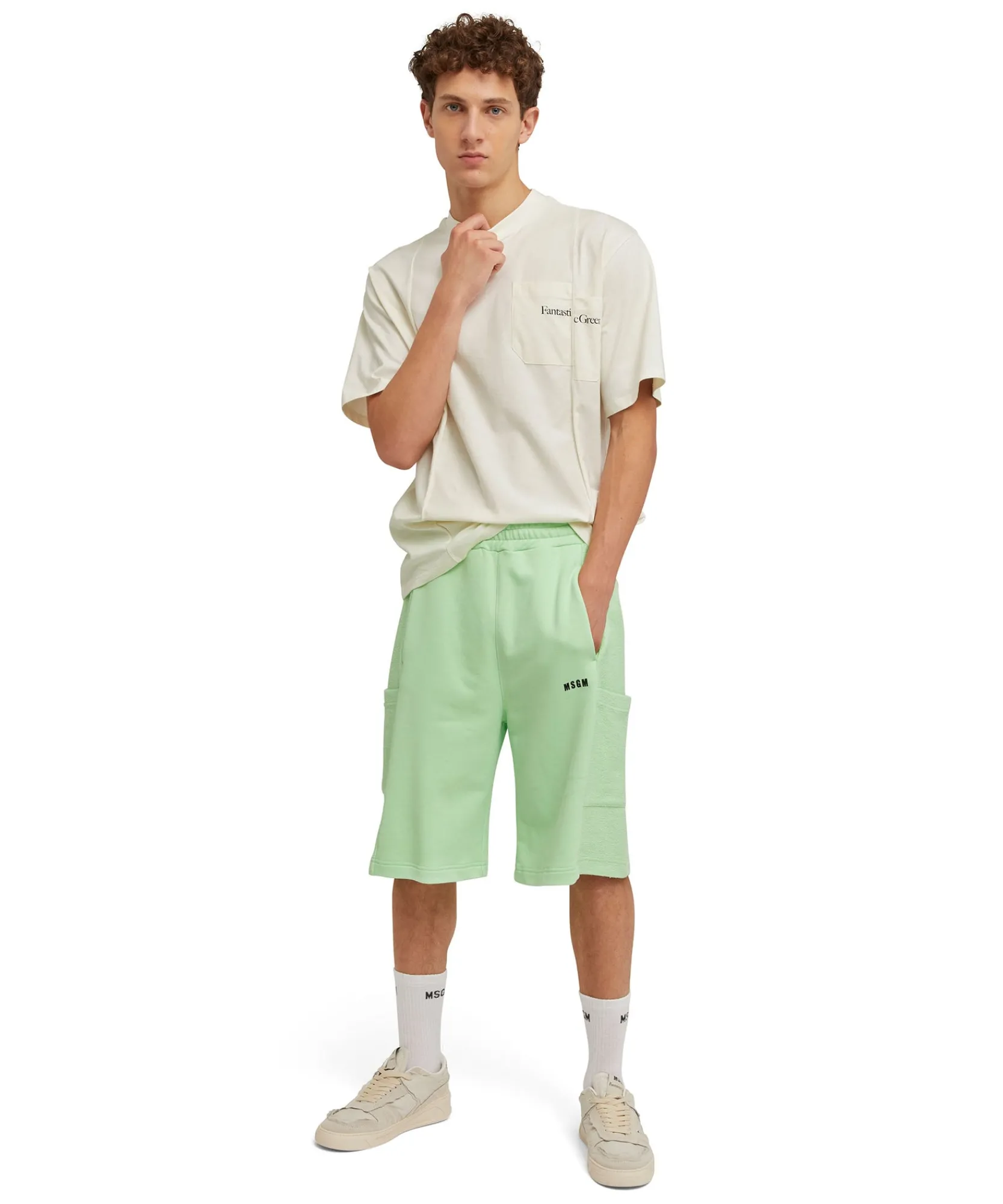 T-Shirt Girocollo In Cotone Organico Della Capsule Fantastic Green^MSGM New