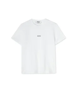 T-Shirt Girocollo In Cotone Con Micro Logo ^MSGM Shop