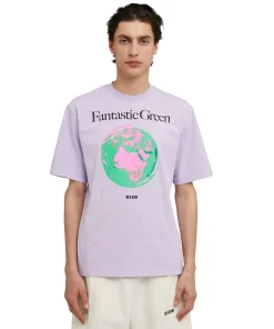 T-Shirt Girocollo In Cotone Organico Della Capsule Fantastic Green^MSGM Flash Sale