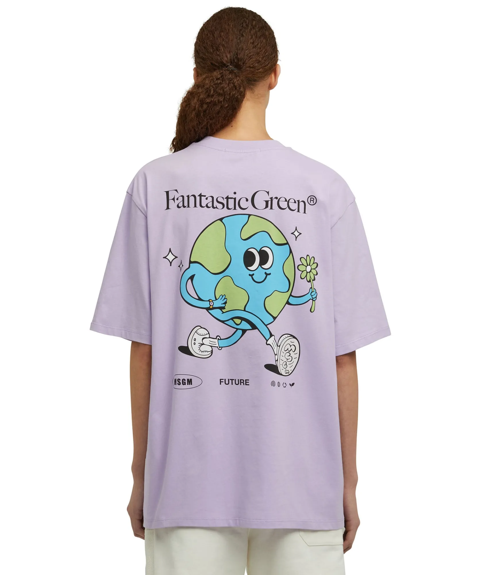T-Shirt Girocollo In Cotone Organico Della Capsule Fantastic Green^MSGM Fashion