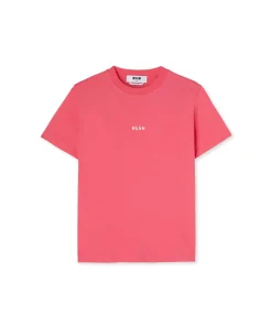 T-Shirt Girocollo In Cotone Con Micro Logo ^MSGM Cheap