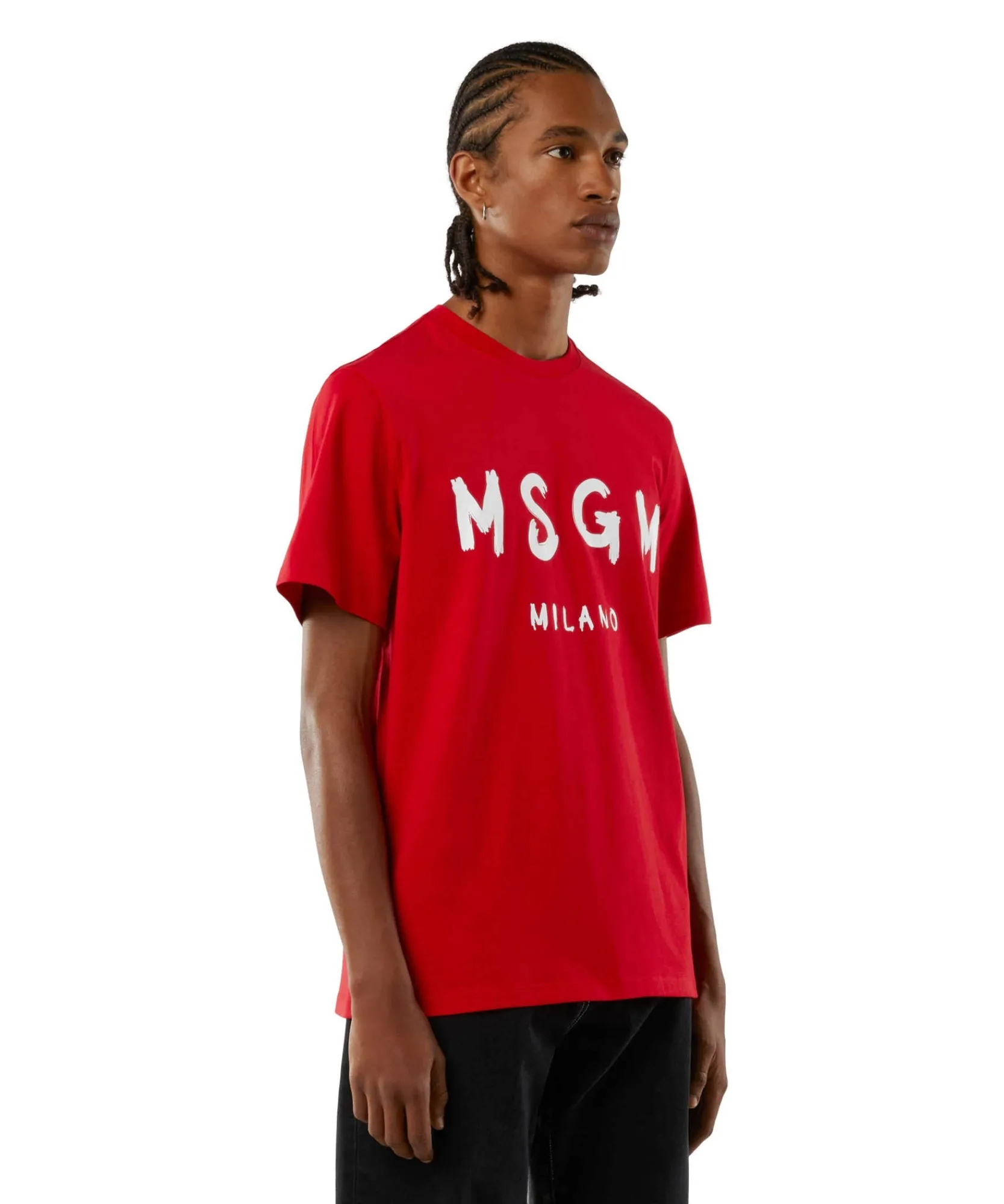 T-Shirt In Cotone Con Logo Pennellato^MSGM Shop