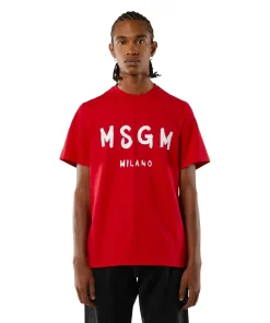 T-Shirt In Cotone Con Logo Pennellato^MSGM Shop