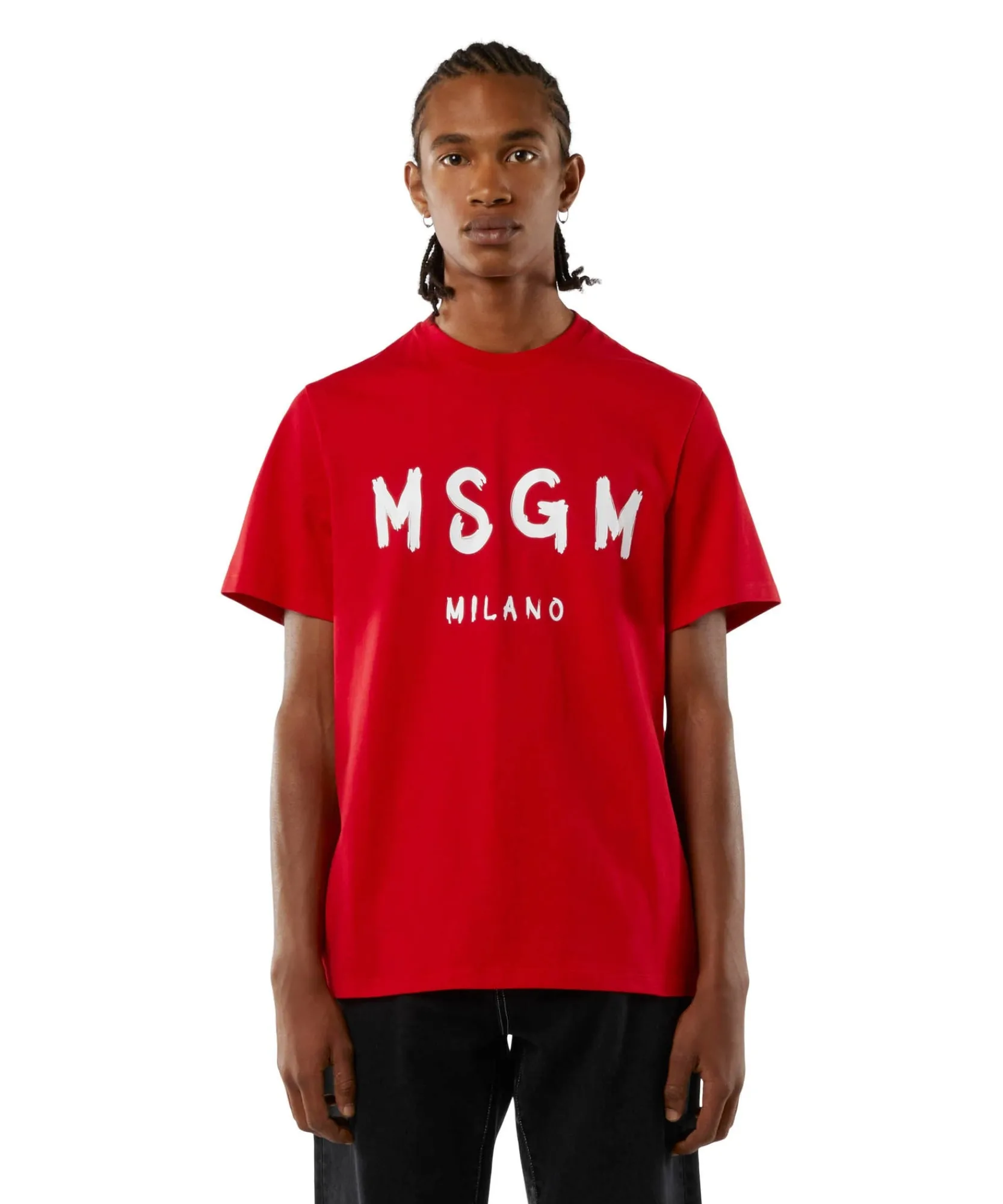 T-Shirt In Cotone Con Logo Pennellato^MSGM Shop